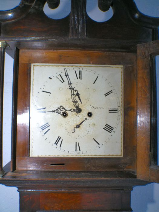 A Georgian oak longcase clock with painted dial. - Image 6 of 11