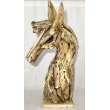 A large driftwood sculpture of a horse's head - height 94cm