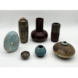 A collection of various studio pottery including Simon Eeles