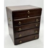 A jewellery cabinet in the form of a chest of drawers 43cm x 37cm x 30cm - one handle missing to