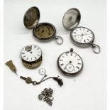 A hallmarked silver full hunter pocket watch "John Evans, Welshpool, 2629" (no glass), another