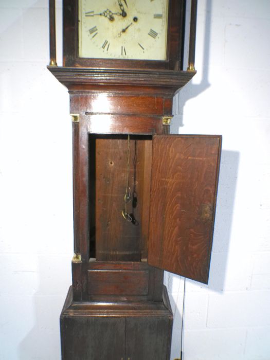 A Georgian oak longcase clock with painted dial. - Image 5 of 11