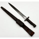 A Wilkinson Bayonet dated 1903 in leather scabbard - numbered to handle 3/120 - overall length 42cm