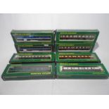 A collection of eight boxed various Replica Railways OO gauge carriages including two Network