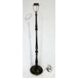 An early 20th century ebonised standard lamp with gilt chinoiserie decoration