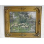 A pair of rural scene prints in ornate gilt frames. "A May Day" and "Homeward Bound" printed by A