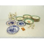 A quantity of ceramics including a Victorian porcelain dessert service along with a Dresden three