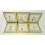 A series of six framed wartime cartoons "Mr Croome", one signed and dated 'Hind, 1945'