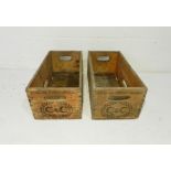 Two vintage wooden crates marked 'Cantrell & Cochrane' - length 47cm, width 22cm, height 17cm