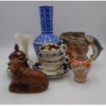 An assortment of ceramics including a Royal Doulton character jug - The Poacher, a Japanese Kutani