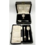 Two cased silver Christening sets
