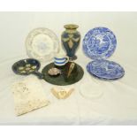 A mixed lot including a Royal Doulton vase, Spode Italian plates etc.