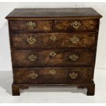 A Georgian chest of five drawers, historical woodworm etc.H95cm x W97cm x D47cm