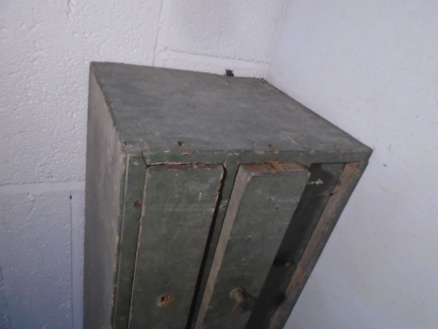 A vintage set of industrial wooden drawers and a small wooden trunk/chest - Image 20 of 34