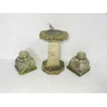 A Sandford Stone sun dial along with two concrete parasol bases