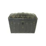 A Victorian dome-topped trunk with metal binding