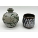 A Lustre pottery vase by John Wheeldon with geometric design along with a studio pottery vase with