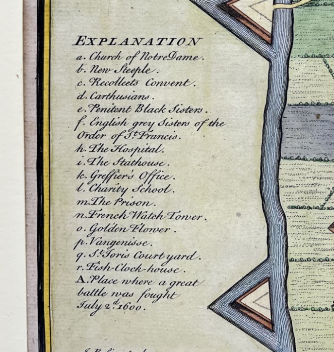 A hand coloured map of Newport in Flanders, Utrecht by Tindal after Rapin - overall size in frame 50 - Image 3 of 3