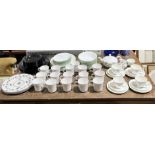 A collection of various china and glassware including Pyrex dishes, Wedgwood "Ice Rose" part tea