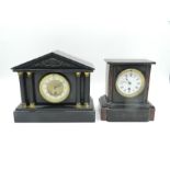 A slate mantel clock along with one other (A/F)