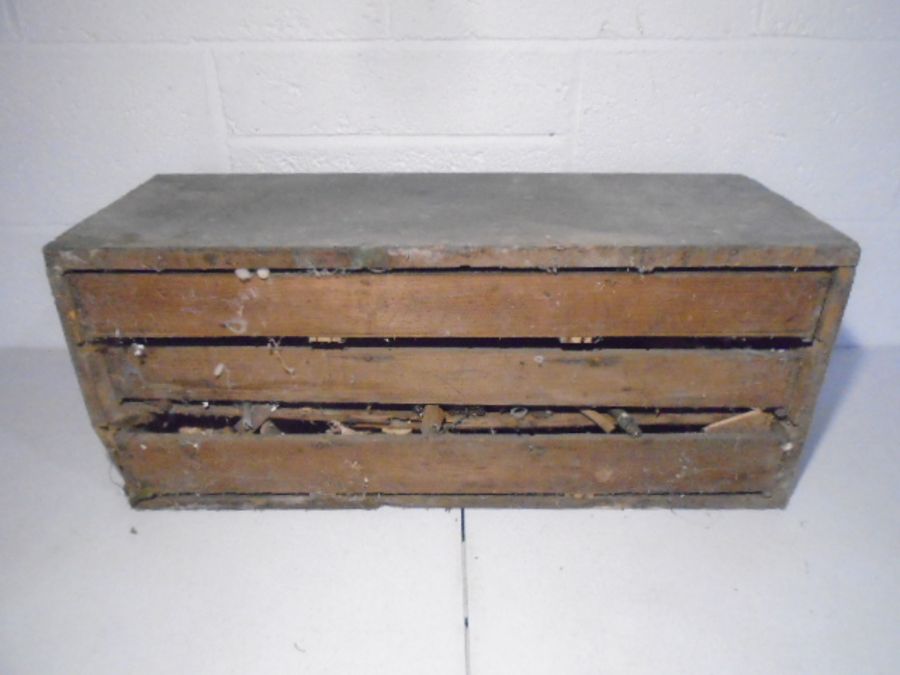 A vintage set of industrial wooden drawers and a small wooden trunk/chest - Image 31 of 34