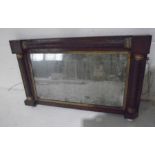 A vintage over mantle mirror, one corner A/F Overall size 88cm x 52cm