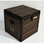 A large Louis Vuitton monogrammed steamer trunk/hat box early 20th century, wood bound with single
