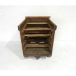 A shelved industrial wooden crate - from Axminster Carpets, length 72cm, height 91cm, depth 79cm