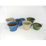 A quantity of galvanised metal buckets etc. including painted versions, some A/F