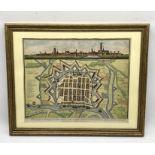 A hand coloured map of Newport in Flanders, Utrecht by Tindal after Rapin - overall size in frame 50