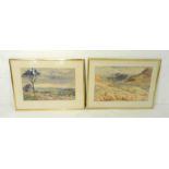 A framed watercolour of a landscape scene signed Alex Walker along with another signed Ian Clement