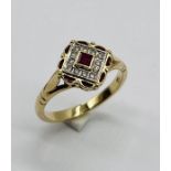 A 14ct gold ruby and diamond ring, weight 4.4g