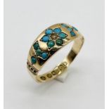 A Victorian 15ct gold ring set with turquoise, weight 4.7g