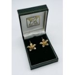 A pair of 9ct gold floral earrings, maker Kathryn King, weight 5.2g