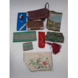 A small collection of purses, needlework and tapestry etc