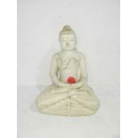 A weathered conglomerate marble statue of a seated Buddha - length 60cm, height 80cm