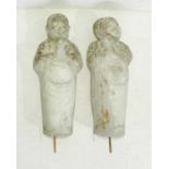 A pair of weathered resin figures of Buddhist monks - height 87cm