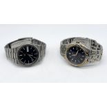 A stainless steel Seiko Kinetic Auto Relay wristwatch along with a Seiko 5 automatic, both on