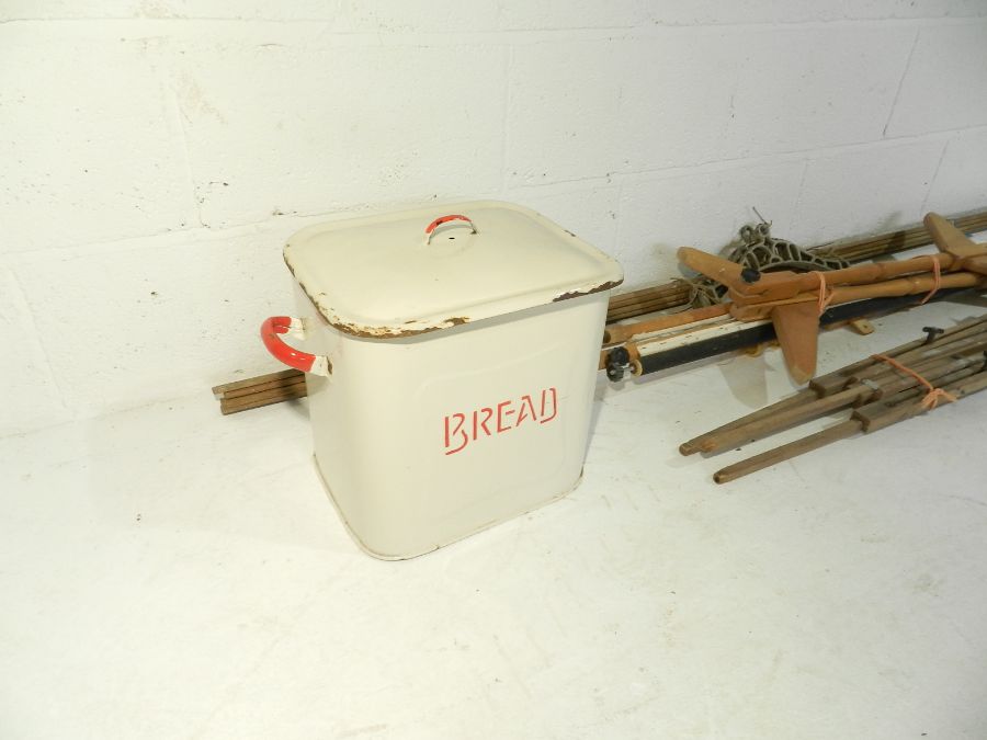 A Sheila Maid clothes rack along with an enamel bread bin, easel etc. - Image 2 of 3