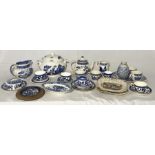 A collection of blue and white china including Coalport, Staffordshire etc. in two boxes