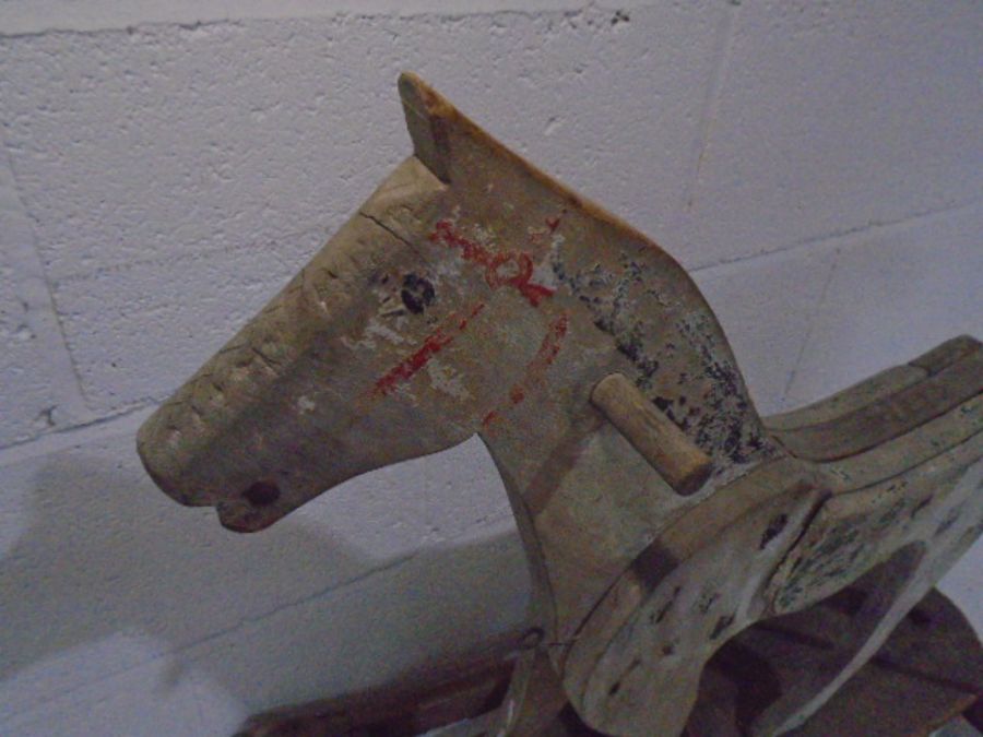 An antique child's wooden rocking horse - Image 5 of 6