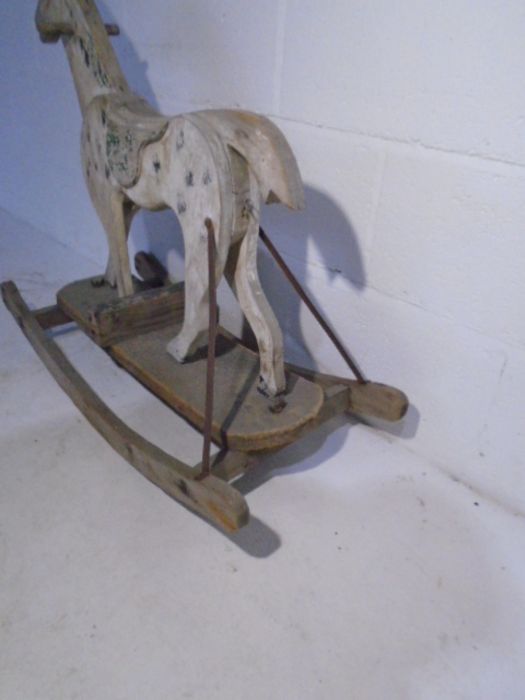 An antique child's wooden rocking horse - Image 3 of 6