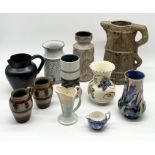 A collection of various jugs and vases including West German, Austrian, Hillstonia etc.