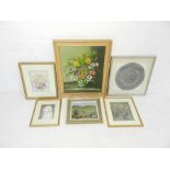 A quantity of various framed pictures including an oil painting by George Horne etc.