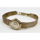 A ladies 9ct gold Avia wristwatch on 9ct gold strap, total weight including movement 20g