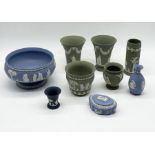 A collection of various Wedgwood Jasperware including vases, large bowl, trinket box etc.