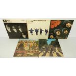 Five 12" vinyl records by The Beatles comprising of 'With The Beatles' (6N/6N), 'Help!' 1st UK