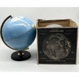 A Philip's 12" Political Challenge Globe along with a boxed Wightman Lunaglobe