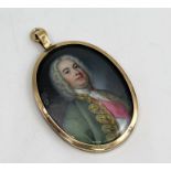 An unmarked gold (tested 12ct) framed miniature on copper of a gentleman by William Prewitt dated