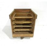 A shelved industrial wooden crate - from Axminster Carpets, length 71cm, height 91cm, depth 81cm